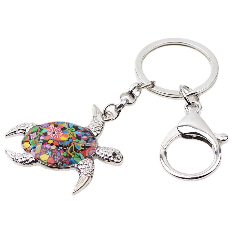BONSNY Enamel Metal Turtle Keychain For Women Girls Gifts Car Purse bag Tortoise Pendant Charms (A) - Image 2